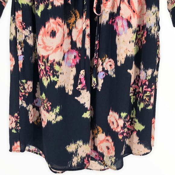 Daniel Rainn Floral Roll Tab Sleeve and Hem Drawstring Waist Dress size XS - Picture 4 of 11
